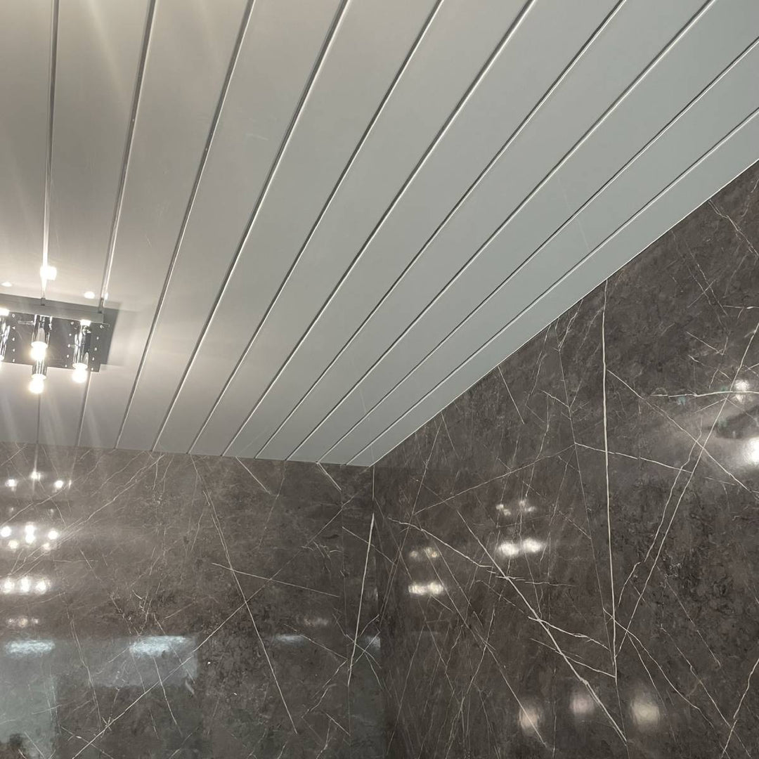 Lusso Panel Essentials White Silver Embedded 2.7m Ceiling Panel - 5 Pack