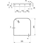 Ravak Yard 600mm Washbasin Bracket - Matt Black - Technical drawing