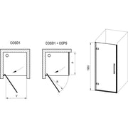 Ravak COPS 900mm Side Panel - Chrome - Technical drawing