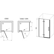 Ravak COPS 800mm Side Panel - Black - Technical drawing