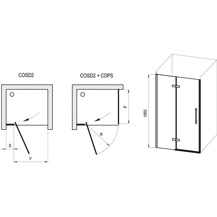 Ravak COSD2 1000mm Hinged Shower Door - Chrome