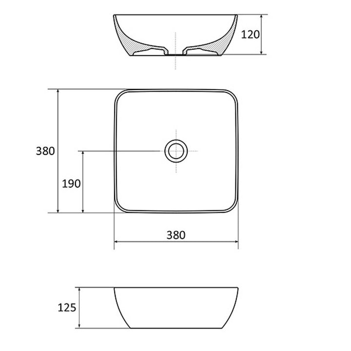 Ravak Uni 380mm R Slim Counter Top Basin