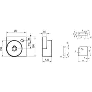 Ravak Yard 280mm Ceramic Washbasin - White - Technical drawing