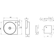 Ravak Yard 450mm Ceramic Washbasin - Matt Black - Technical drawing