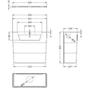 Dual Flush Concealed Cistern with Chrome Flush Button - Technical drawing