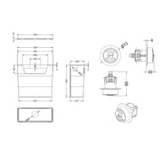 Universal Access Concealed Cistern with Chrome Traditional Flush Button - Technical drawing