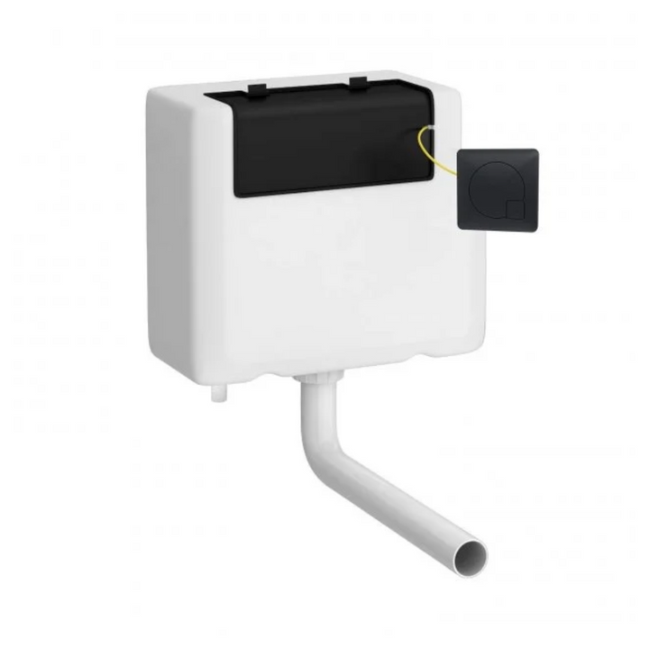 Nuie Dual Flush Cistern &amp; Square Push Button - Black