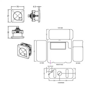 Nuie Dual Flush Cistern & Square Push Button - Black - Technical drawing