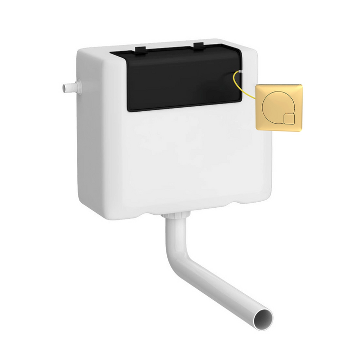 Nuie Universal Access Cistern &amp; Brushed Brass Square Flush Plate