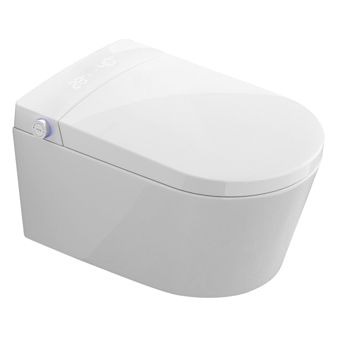 Zenwash Wall Hung Smart Toilet with Chrome Flush Plate