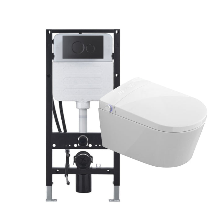 Zenwash Wall Hung Smart Toilet with Black Flush Plate