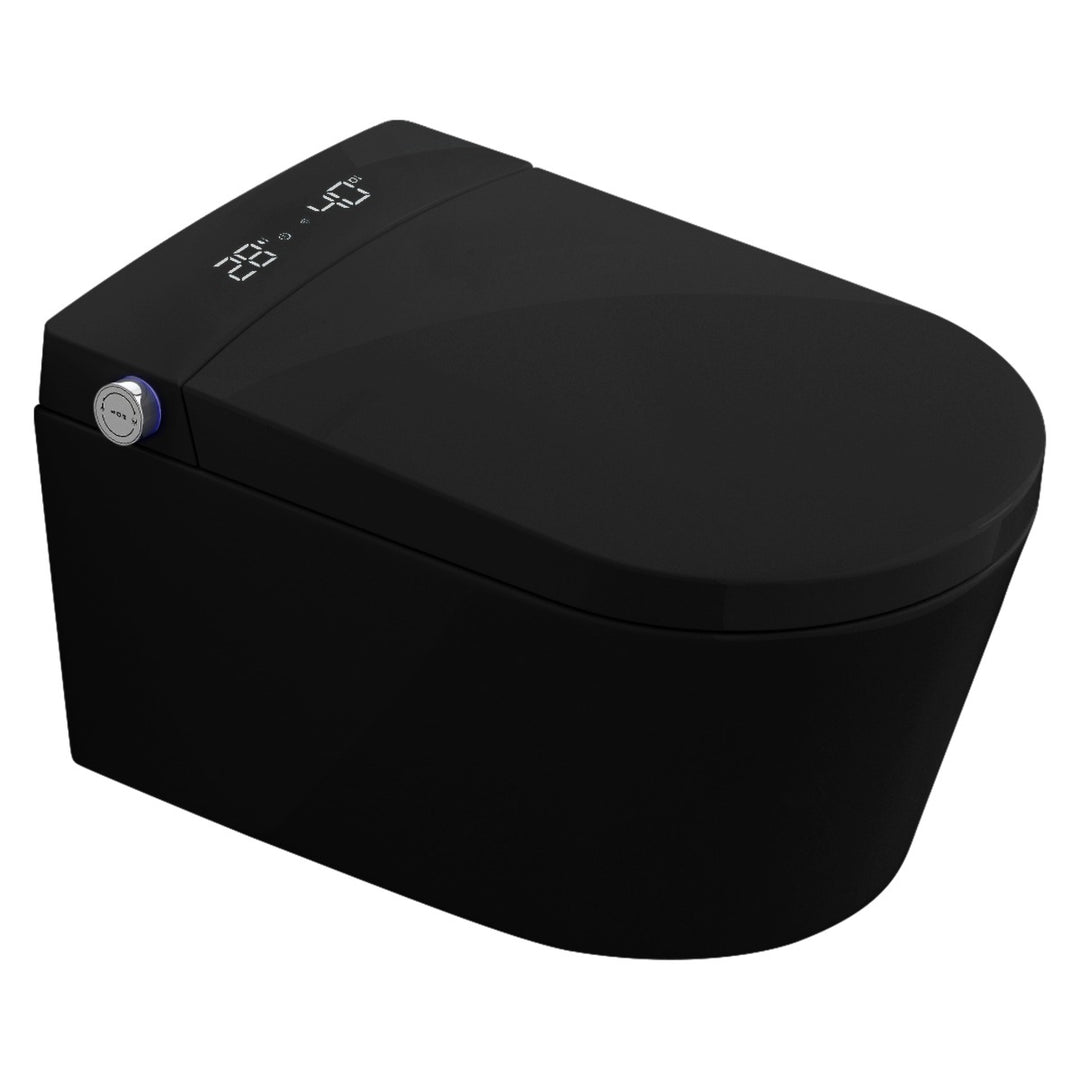 Zenwash Wall Hung Matt Black Toilet with Black Flush Plate