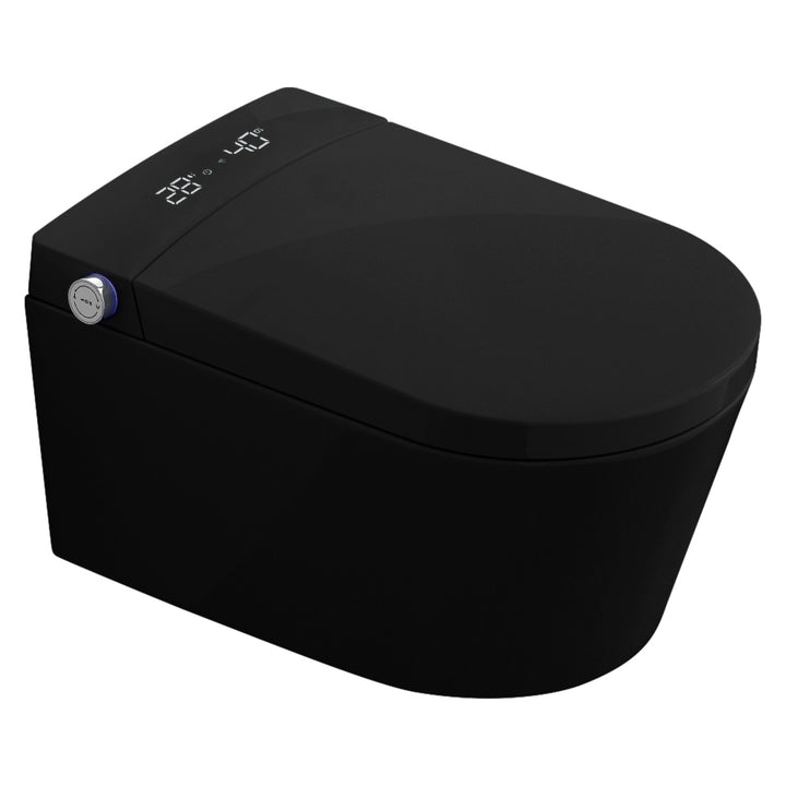 Zenwash Wall Hung Matt Black Toilet with Black Flush Plate