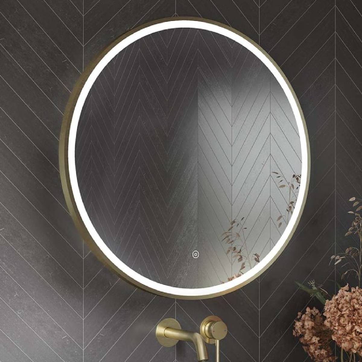 Fuse Framed 700mm Round LED Mirror Brushed Brass (13642)