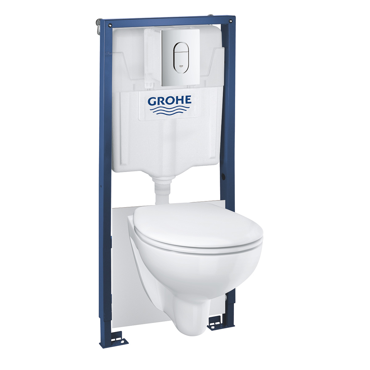 Grohe Solido 5-in-1 Wall Hung Set Toilet, Seat, Frame and Flush Plate Bundle | Bathshack