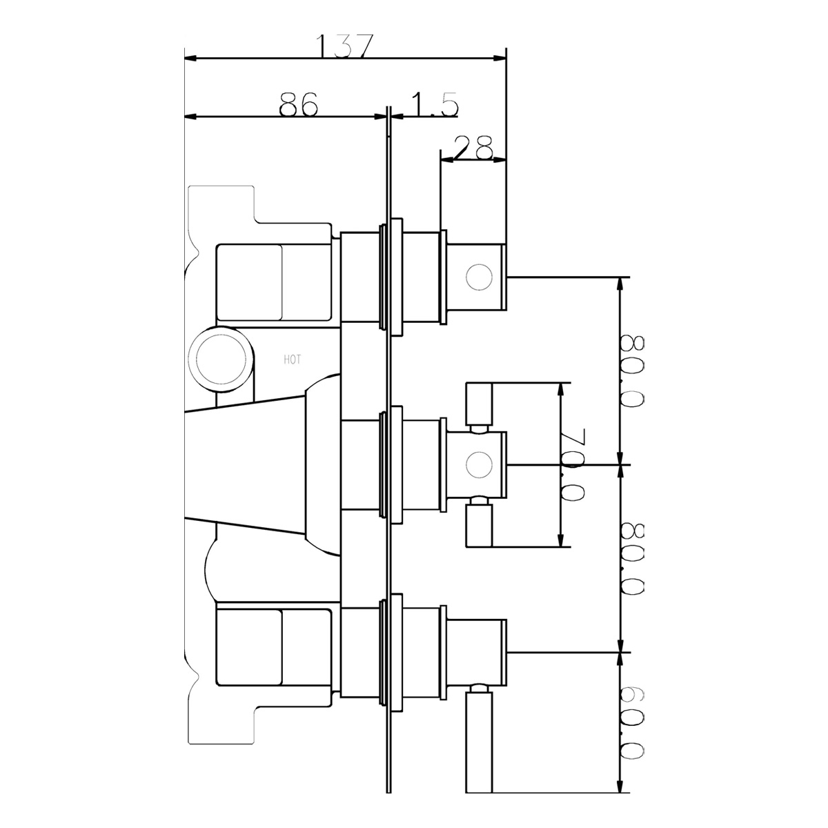 Hudson Reed Tec Pura Triple Thermostatic Shower Valve A3003 (4456)
