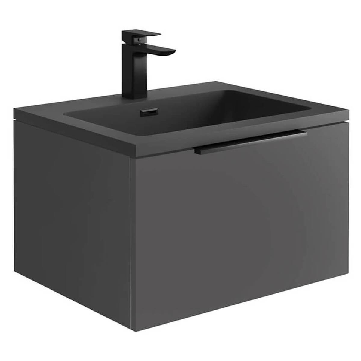Ambience 600mm Wall Mounted Vanity Unit & Grey Basin Matt Grey (13164)
