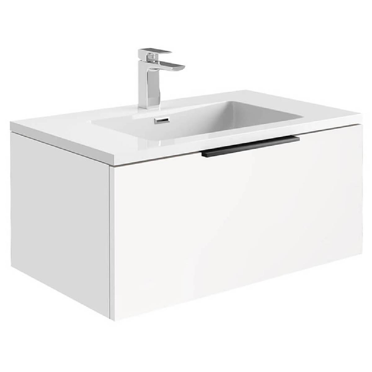 Ambience 800mm Wall Mounted Vanity Unit & Basin Matt White (13170