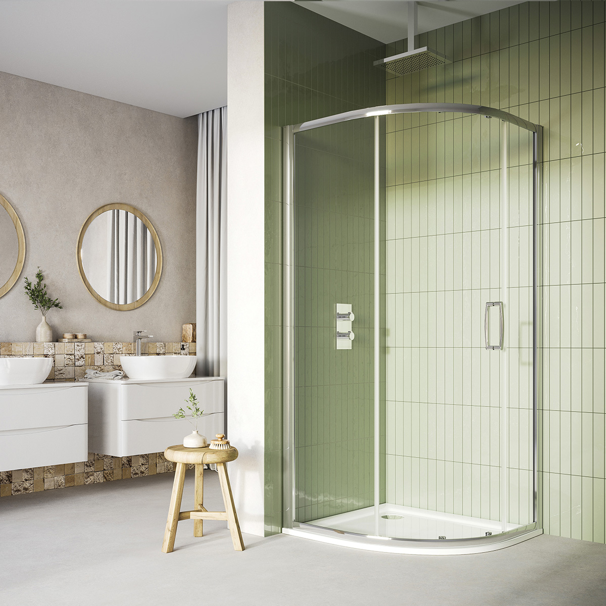 Dawn Apollo 1000 x 800mm Single Door Offset Quadrant Shower Enclosure