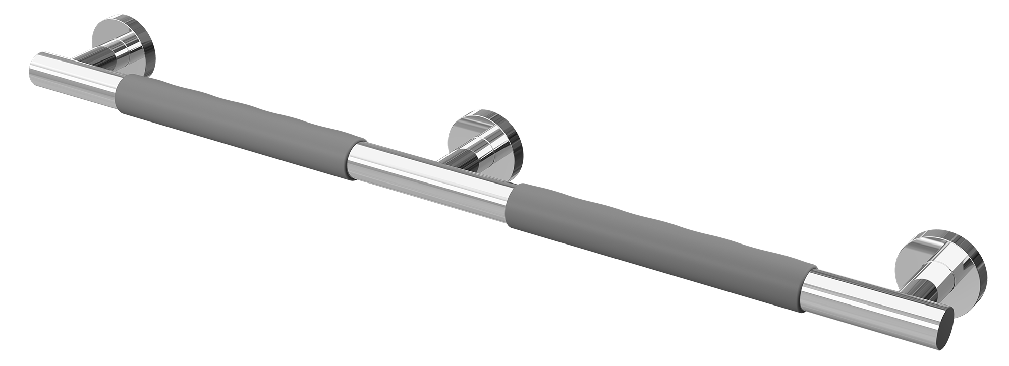 700mm Chrome Straight Grab Bar with Double Grey Rubber Grips (7360)