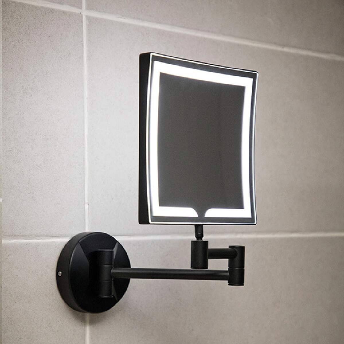 Er noir square wall mounted led makeup mirror 5679 