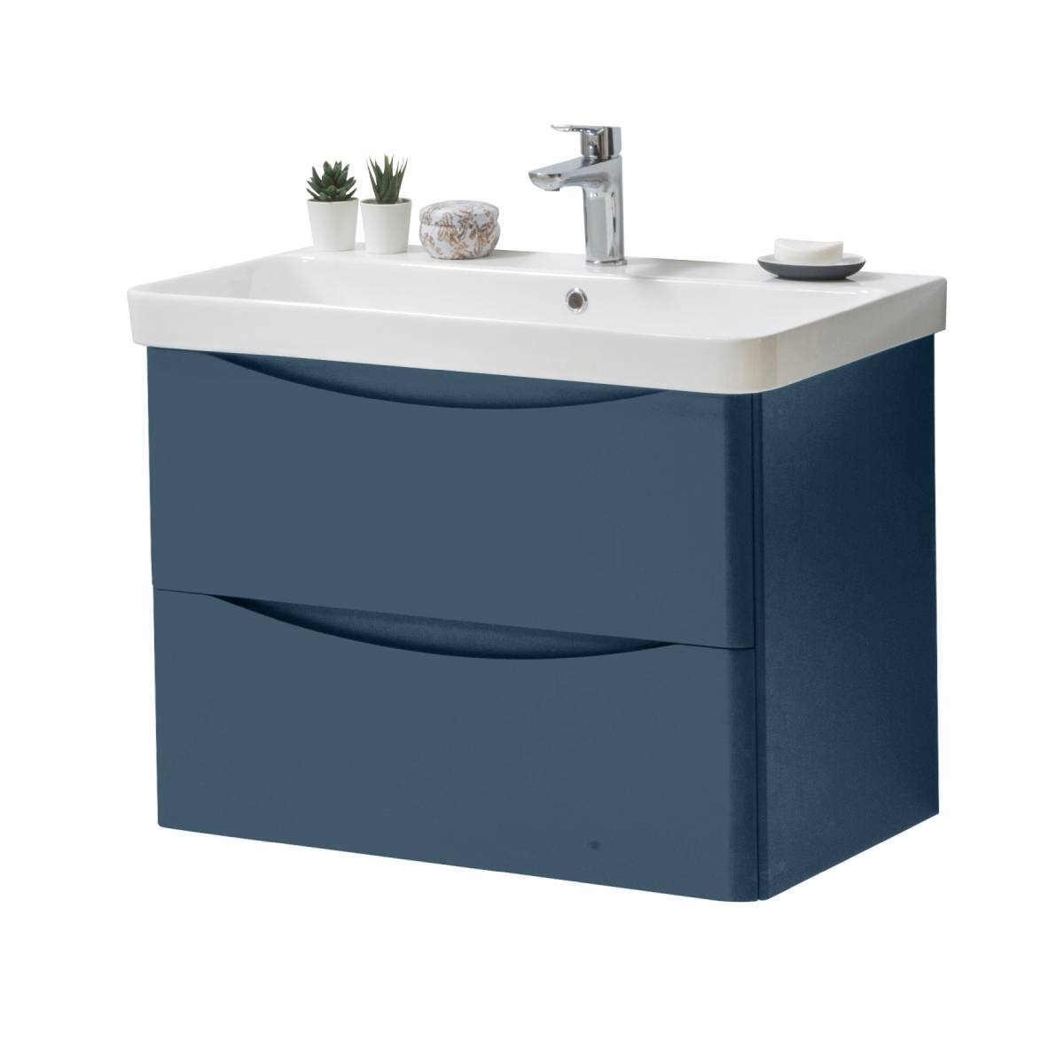 Happi 800mm Wall Mounted Vanity Unit & Sink - Hicks Blue Blue Objekt Ceramica MFC | Bathshack