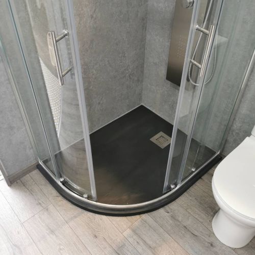 Poalgi 1200 x 800mm Offset Quadrant Left Hand Slate Wetroom Tray - Antracita (24085)