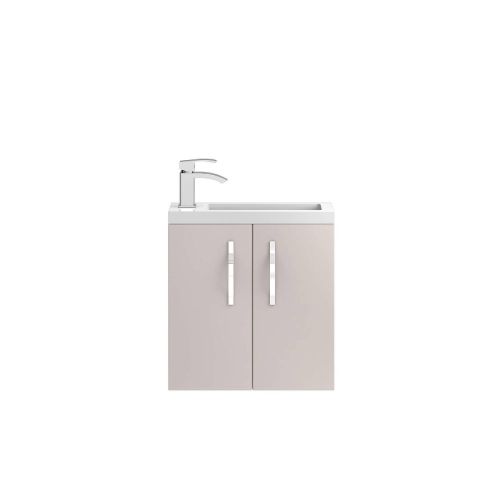 Hudson Reed Apollo Compact 505mm Wall Mounted Vanity Unit & Basin - Gloss Cashmere APL734C (8033)