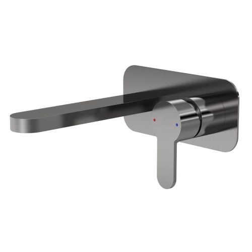 Nuie Arvan Wall Mounted 2 Hole Basin Mixer with Plate ARV728 - Brushed Gun Metal (13552)