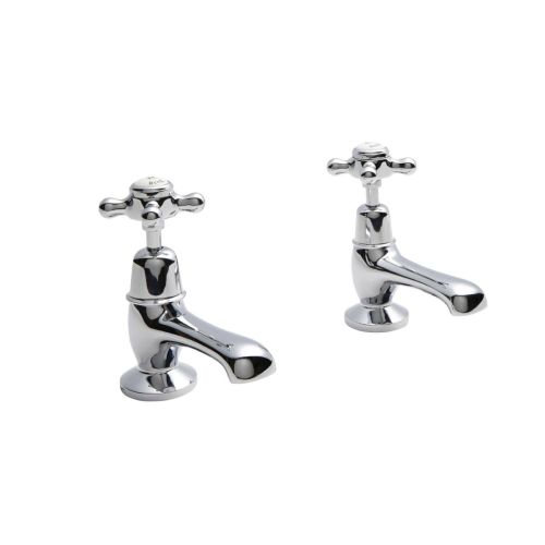 Hudson Reed Topaz With Crosshead Basin Pillar Taps wiht Domed Collar - White BC301DX (15263)