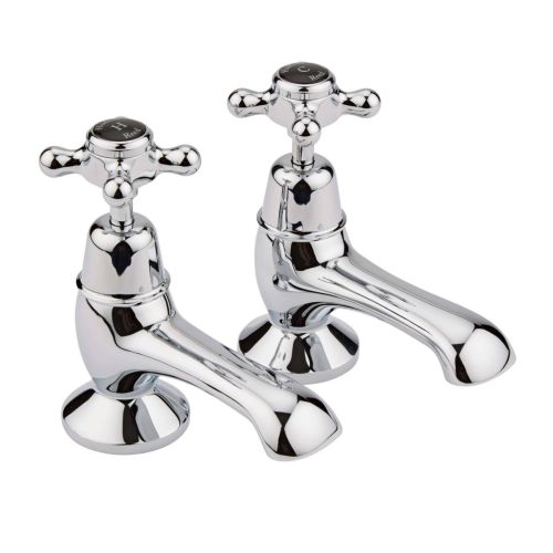 Hudson Reed Topaz With Crosshead Bath Pillar Taps with Domed Collar - Black BC402DX (15233)