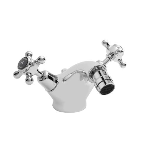 Hudson Reed Topaz With Crosshead Bidet Tap with Domed Collar - Black BC406DX (15245)