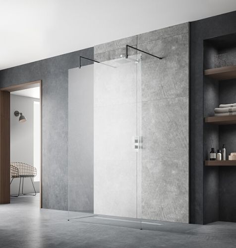 Hudson Reed 800mm Wetroom Screen with Arms and Feet - Matt Black BGPAF080 (10315)