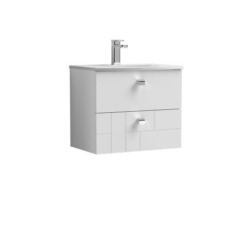 Nuie Blocks 600mm Wall Mounted Vanity Unit & Curved Basin - Satin White (21800)