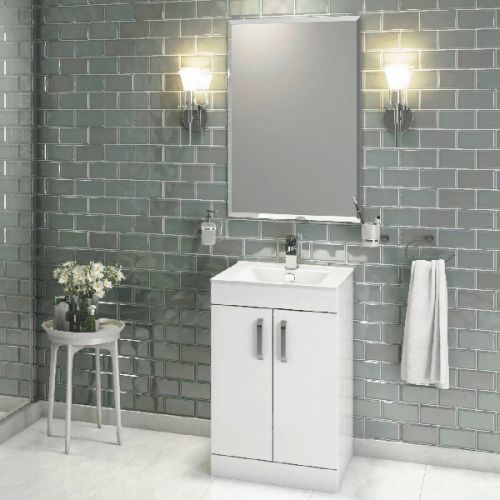 Milan 550mm Floorstanding Vanity Unit & Basin - Gloss White (14123)