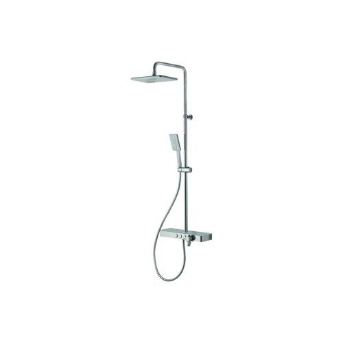 Vema Thermostatic Shower Column w/Fixed Head  Riser  Shelf & Foot Wash - White/Chrome
