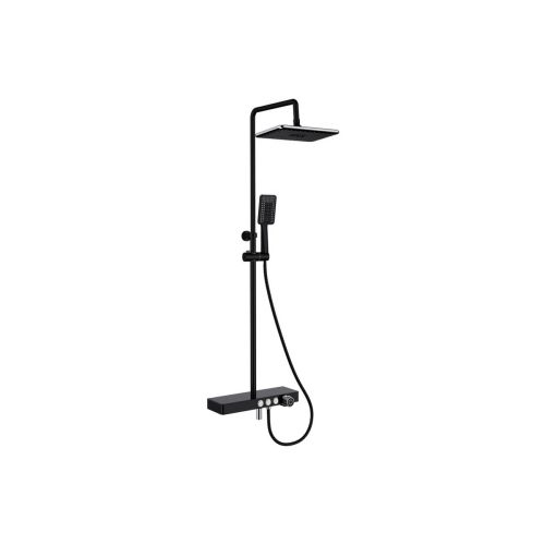 Vema Thermostatic Shower Column w/Fixed Head  Riser  Shelf & Foot Wash - Black