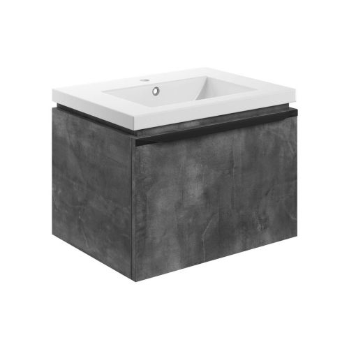 Moods Bathrooms to Love Framework 600mm Wall Mounted Vanity Unit & Basin - Grey Metal (19573)