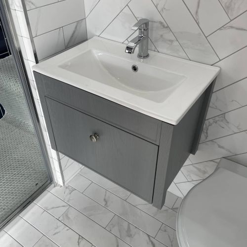 Moods Bathrooms to Love Lucia 605mm Wall Mounted Vanity Unit & Basin - Grey Ash (22131)
