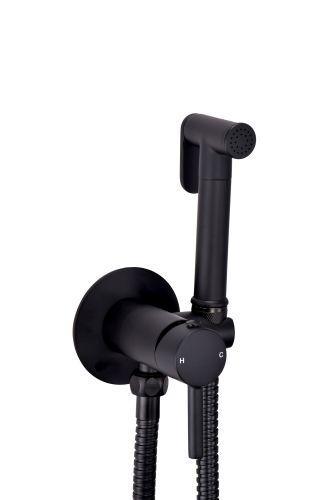 Eliseo Ricci Integrated Douche Valve, Handset, Flexi Hose and Outlet Elbow - Black (19517)