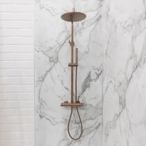 Eliseo Ricci Exclusiv Round Rigid Riser Shower - Brushed Bronze  (19506)