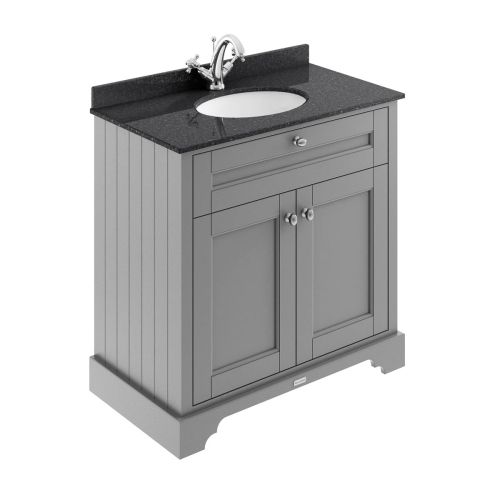 Hudson Reed Traditional Old London Storm Grey 800mm Cabinet & Black Marble Top 1 Tap Hole