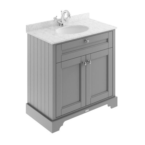 Hudson Reed Traditional Old London Storm Grey 800mm Cabinet & Marble Top 1 Tap Hole