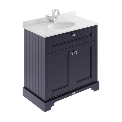 Hudson Reed Traditional Old London Twilight Blue 800mm Cabinet & Grey Marble Top 1 Tap Hole
