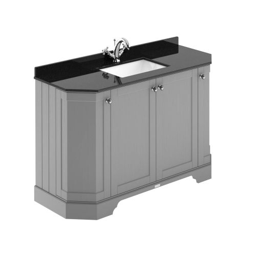 Hudson Reed Traditional Old London Storm Grey 1200mm 4-Door Angled Unit & Black Marble Top 1 Tap Hole