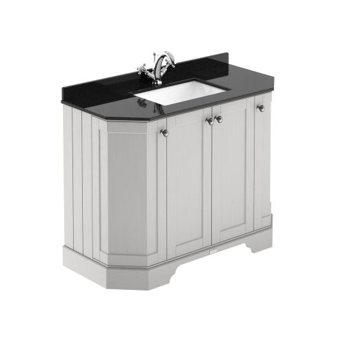Hudson Reed Traditional Old London Timeless Sand 1000mm 4-Door Angled Unit & Black Marble Top 1 Tap Hole
