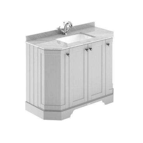 Hudson Reed Traditional Old London Timeless Sand 1000mm 4-Door Angled Unit & Grey Marble Top 1 Tap Hole