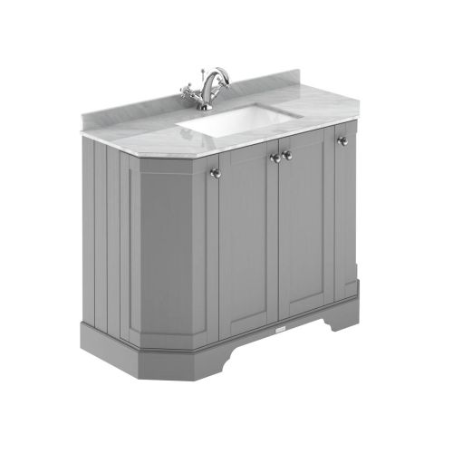 Hudson Reed Traditional Old London Storm Grey 1000mm 4-Door Angled Unit & Grey Marble Top 1 Tap Hole