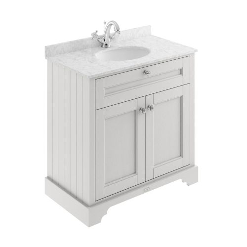 Hudson Reed Traditional Old London Timeless Sand 800mm Cabinet & Grey Marble Top 1 Tap Hole
