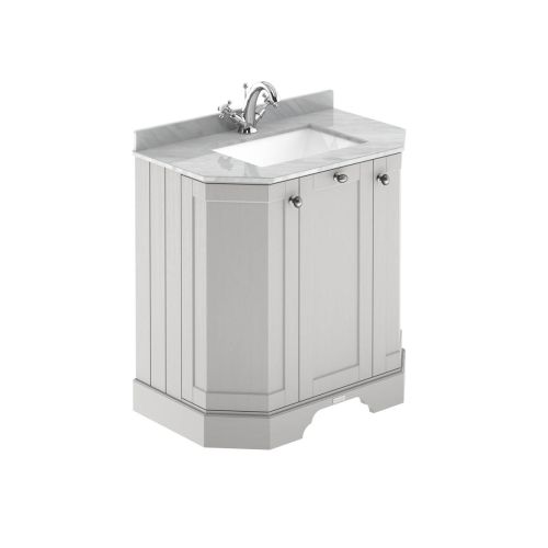 Hudson Reed Traditional Old London Timeless Sand 750mm 3-Door Angled Unit & Grey Marble Top 1 Tap Hole